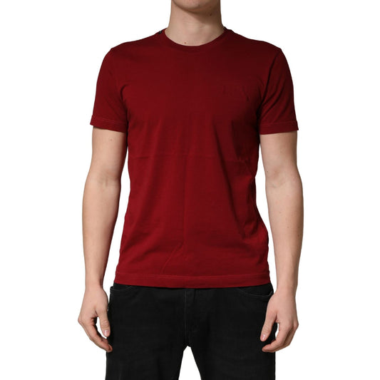 Dolce & Gabbana Maroon Cotton Crew Neck Short Sleeves T-shirt 1728,67345645728,Clothing,Dolce & Gabbana,IT50 | L,Maroon,Material: 100% Cotton,Men,Preowned / Defect,T-Shirts - Clothing,T-Shirts - T-Shirts - Clothing