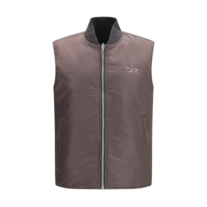 Diesel Brown Polyamide Sleeveless Jacket