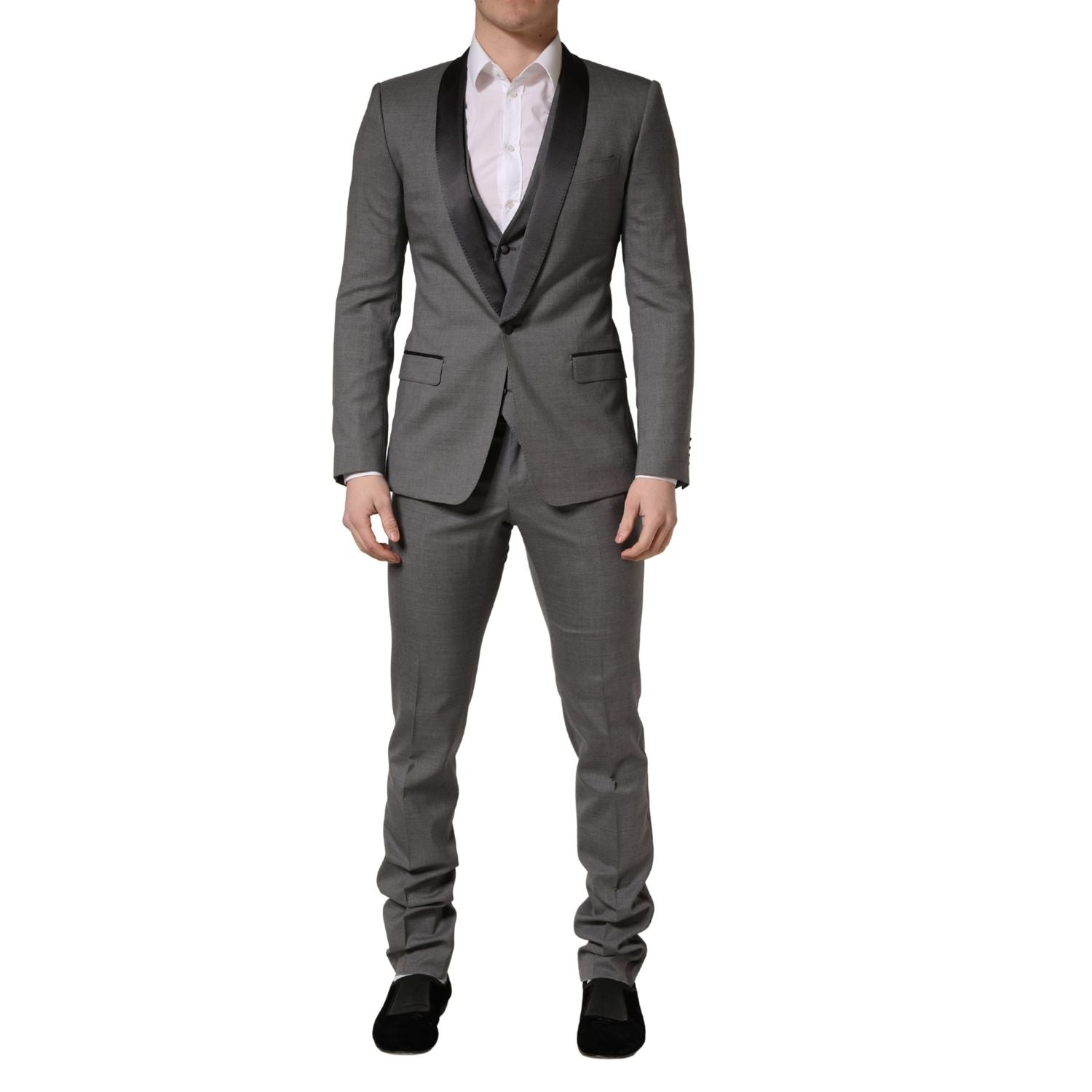 Dolce & Gabbana Gray Wool Single Breasted 1 Button 3PC Suit