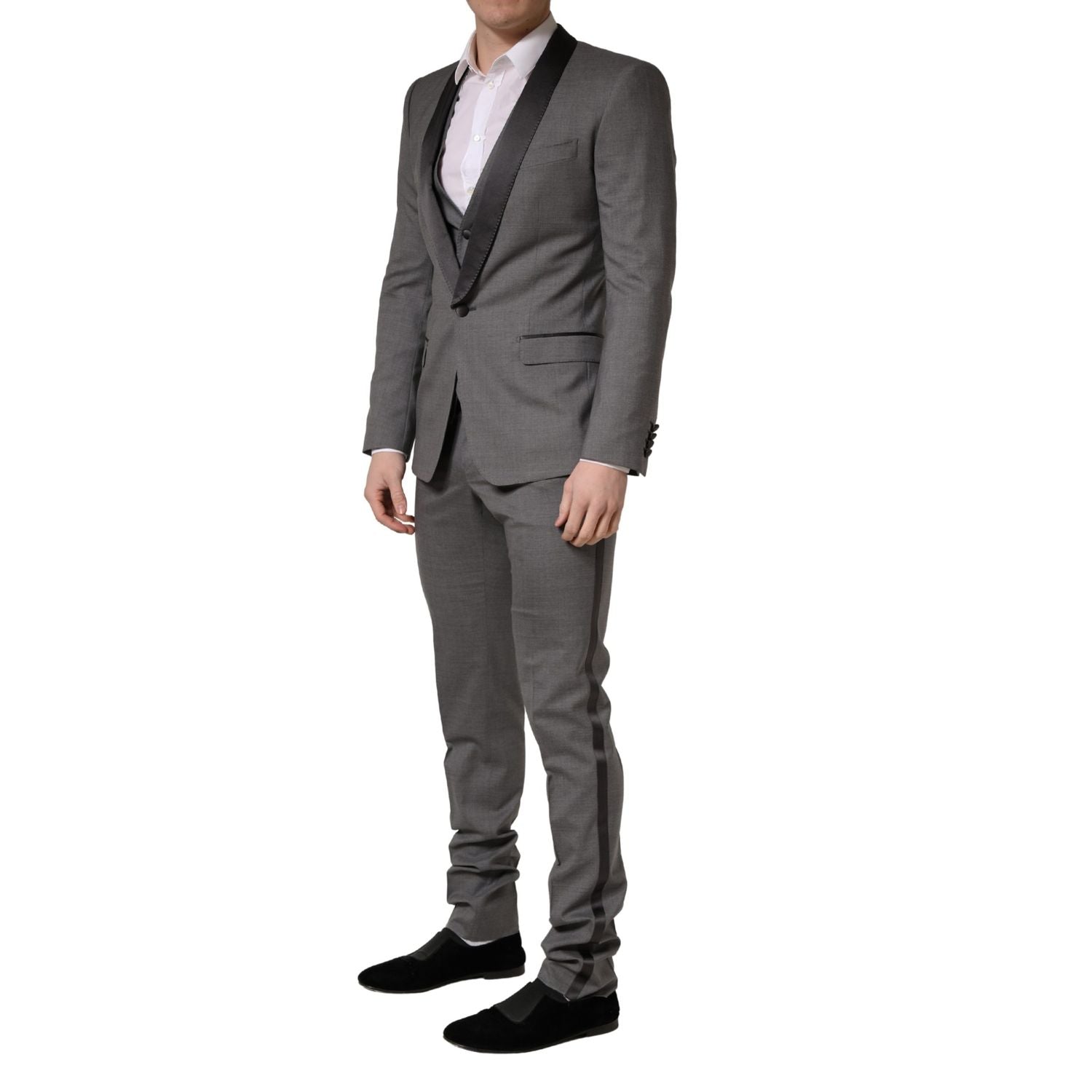 Dolce & Gabbana Gray Wool Single Breasted 1 Button 3PC Suit
