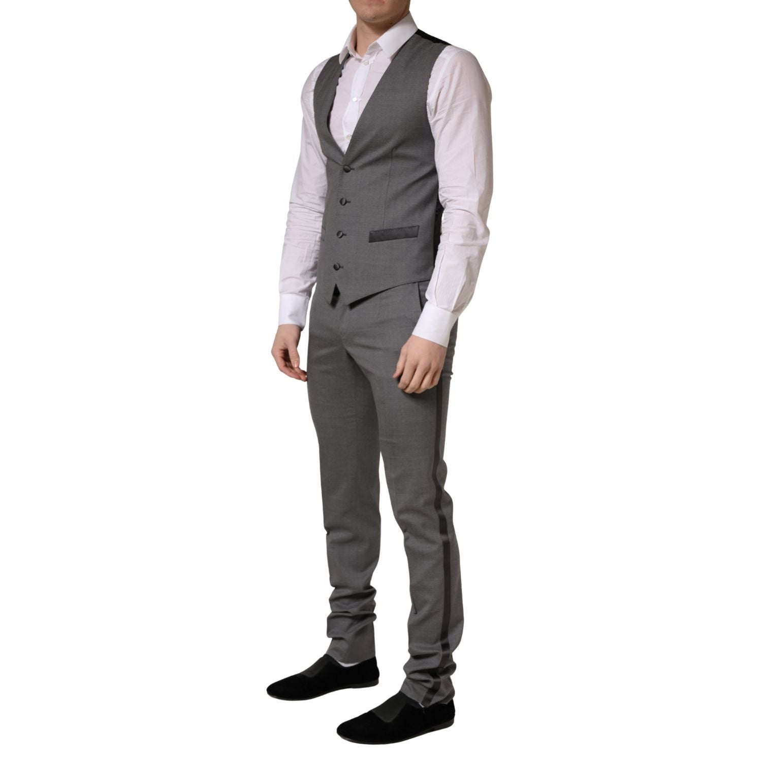 Dolce & Gabbana Gray Wool Single Breasted 1 Button 3PC Suit