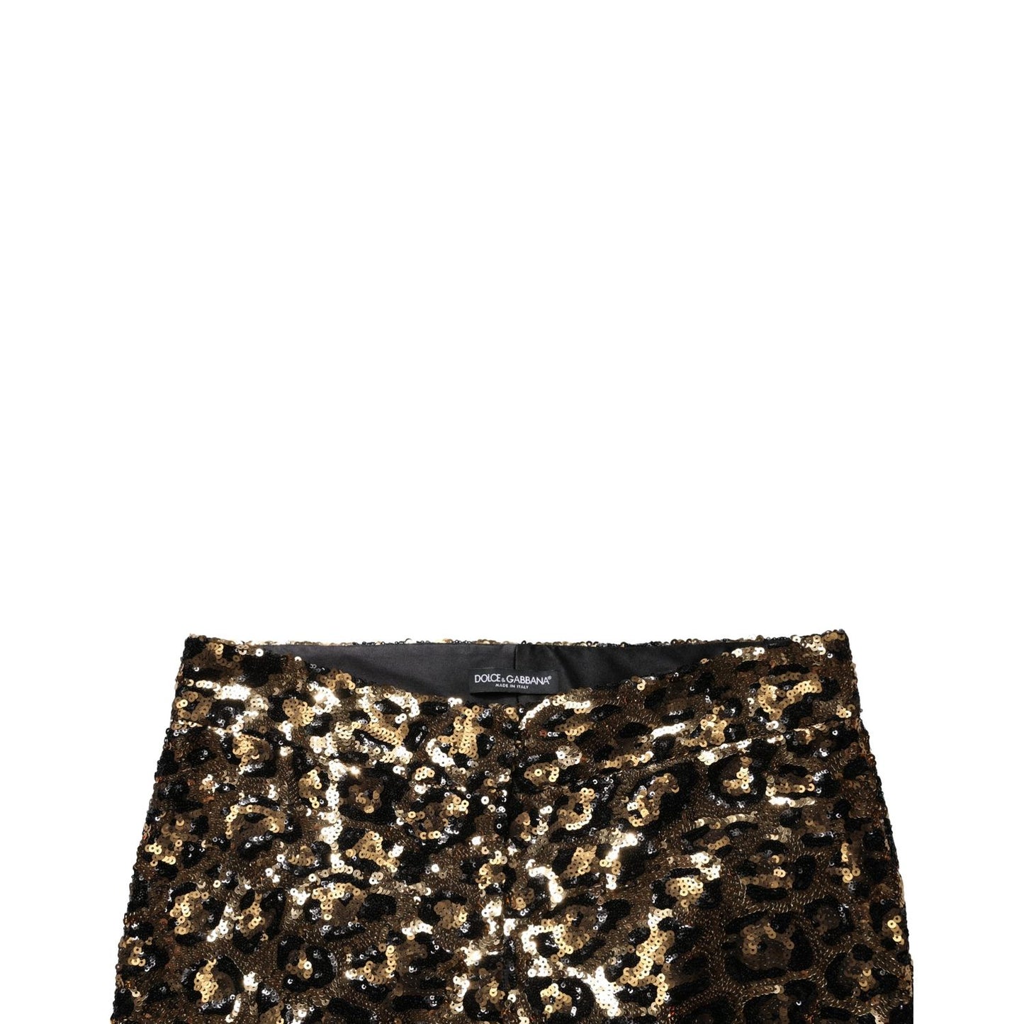 Dolce & Gabbana Gold Leopard Sequined Straight Trouser Pants