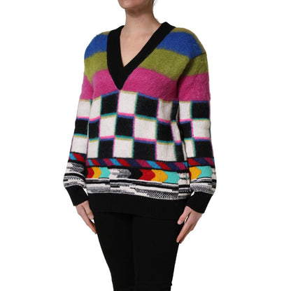 Dolce & Gabbana Multicolor Stripes V-neck Pullover Sweater