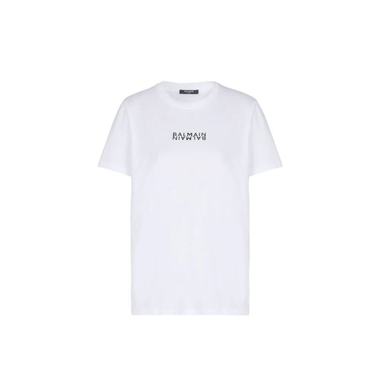 Balmain White Cotton T-Shirt 1728,75611013280,Balmain,Clothing,M,New with tags,S,T-Shirts - Clothing,White,Women,XS
