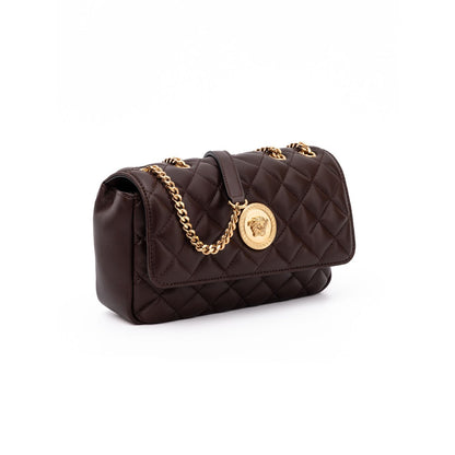 Versace Brown Quilted Leather Shoulder Strap Bag