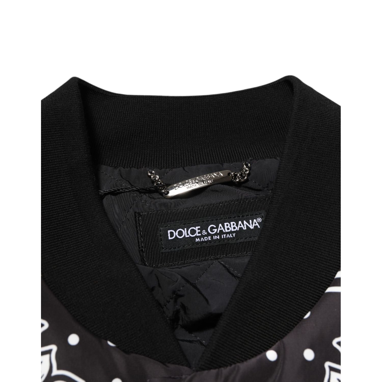 Dolce & Gabbana Black White BandanaPrint Men Bomber  Jacket