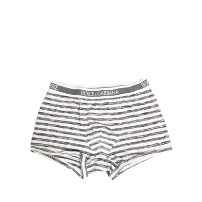 Dolce & Gabbana Gray White Stripes Men Regular Boxer Underwear
