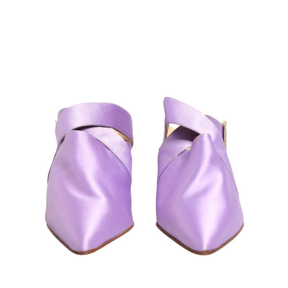 Dolce & Gabbana Purple Satin Sandals Shoes