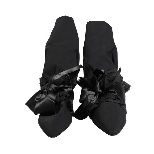 Dolce & Gabbana Black Suede Mid Calf Boots Shoes
