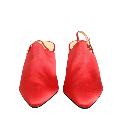 Dolce & Gabbana Red Suede Heel Slingback Shoes