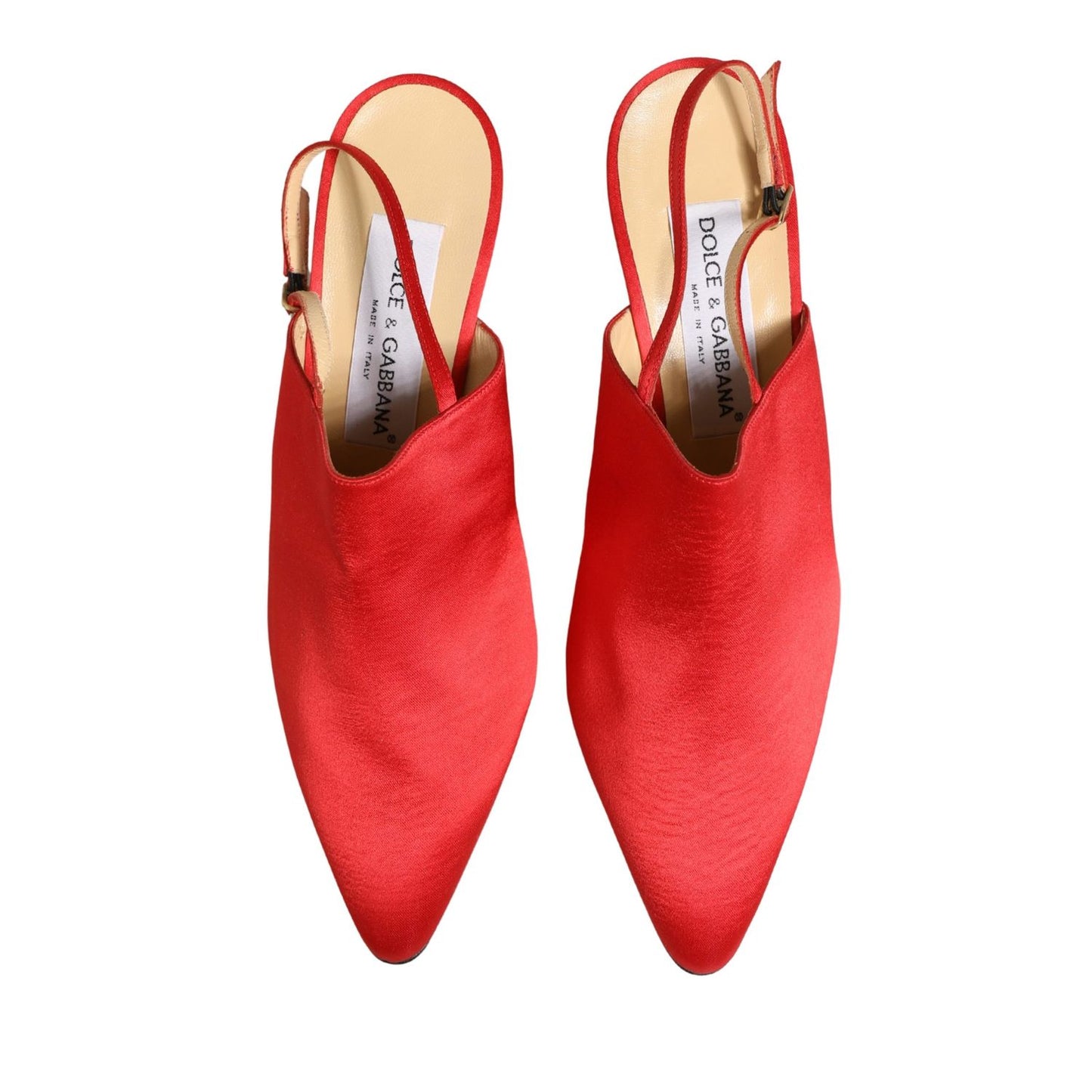 Dolce & Gabbana Red Suede Heel Slingback Shoes