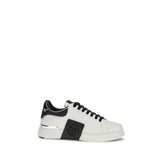 Philipp Plein White Calf Leather Bos Taurus Low Top Sneakers 1728,72470364320,EU40/US7,EU41/US8,EU42/US9,EU43/US10,EU44/US11,EU45/US12,Low Tops - Sneakers - Shoes,Men,New with tags,Philipp Plein,Shoes,Sneakers - Shoes,White