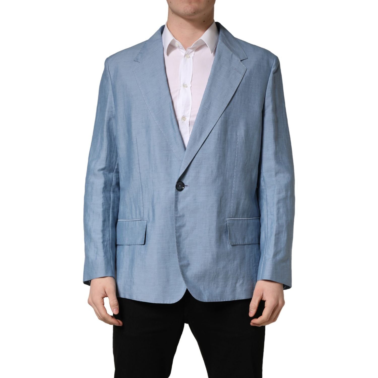 Dolce & Gabbana Light Blue Single Breasted Men Jacket Blazer