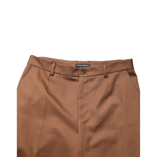 Dolce & Gabbana Brown Cotton Straight Men Dress Trouser Pants