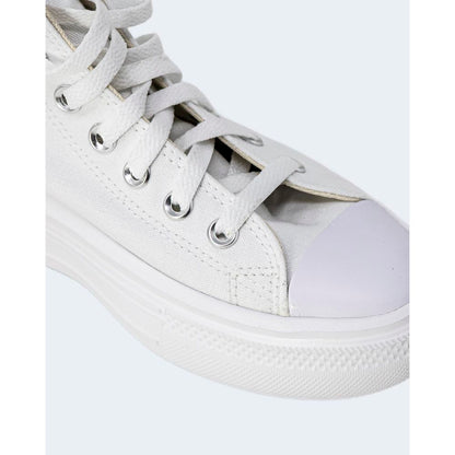 Converse White Cotton High Top Sneakers