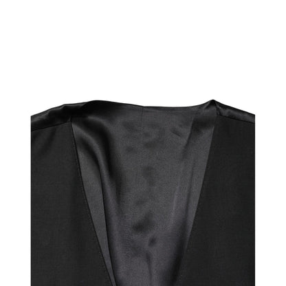 Dolce & Gabbana Black Wool Single Breasted Men Waistcoat Vest
