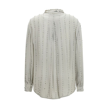 PINKO Gray Viscose Pattern Shirt