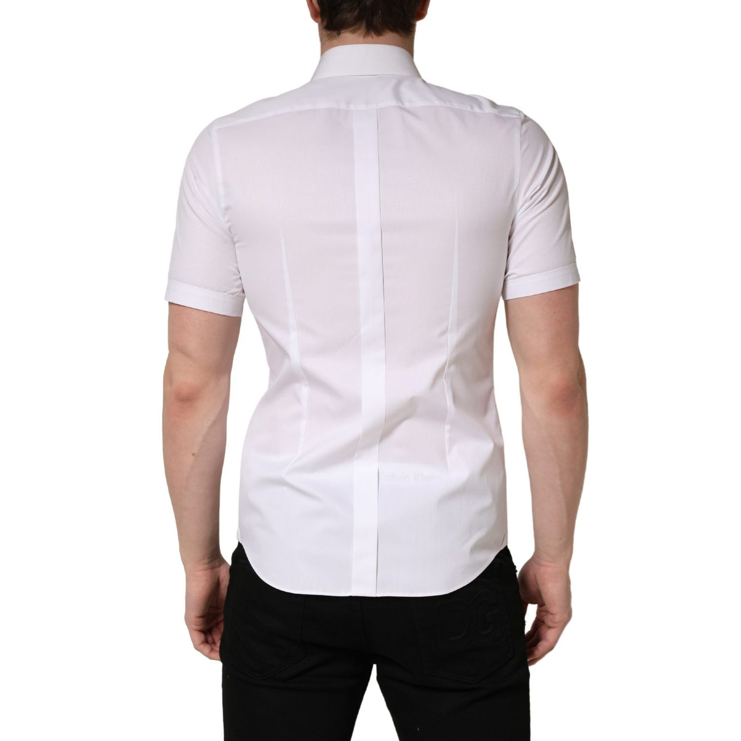 Dolce & Gabbana White Cotton Short Sleeves Button Down Shirt