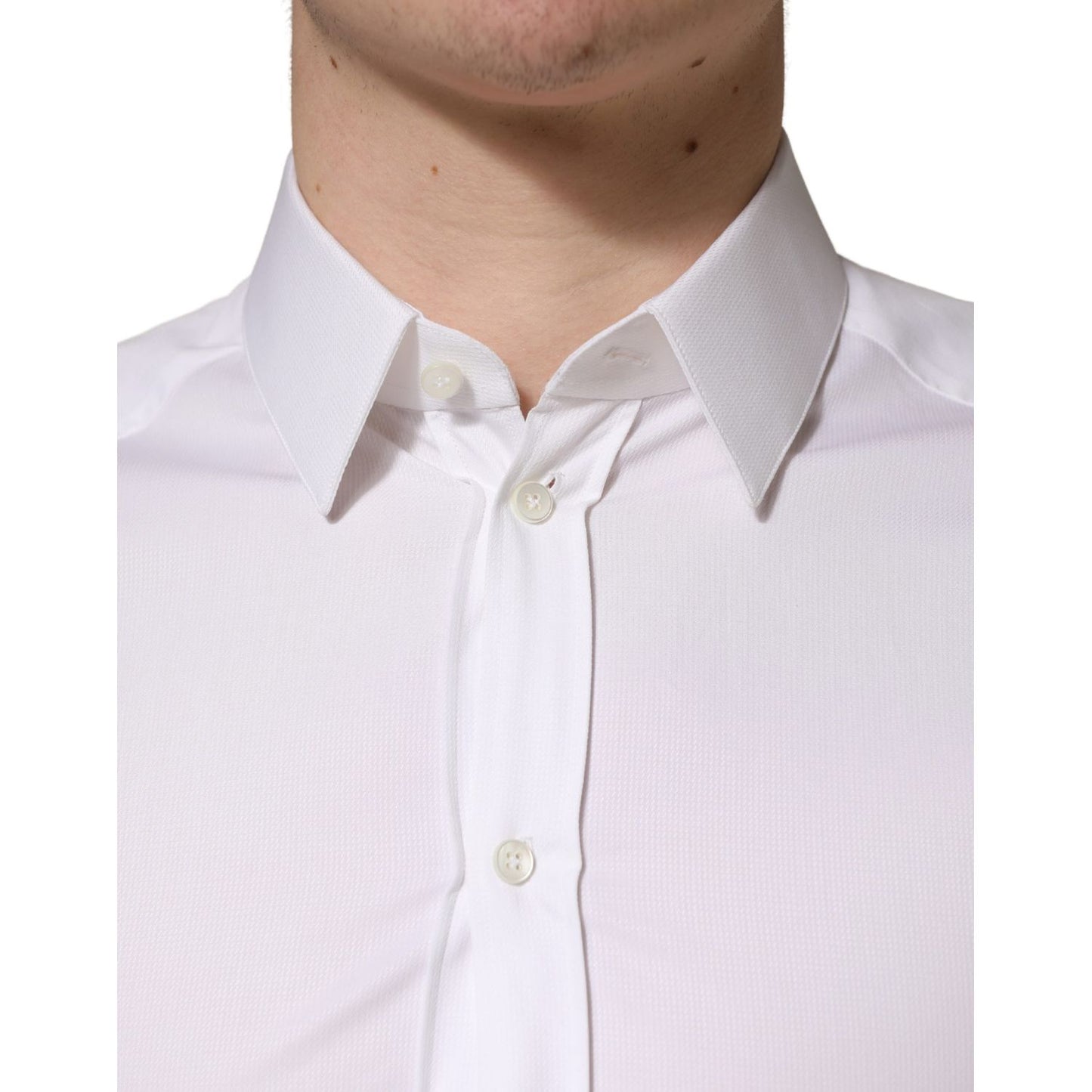 Dolce & Gabbana White Cotton Short Sleeves Button Down Shirt