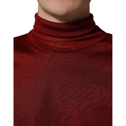 Dolce & Gabbana Red Long Sleeve TurtleNeck Pullover Sweater
