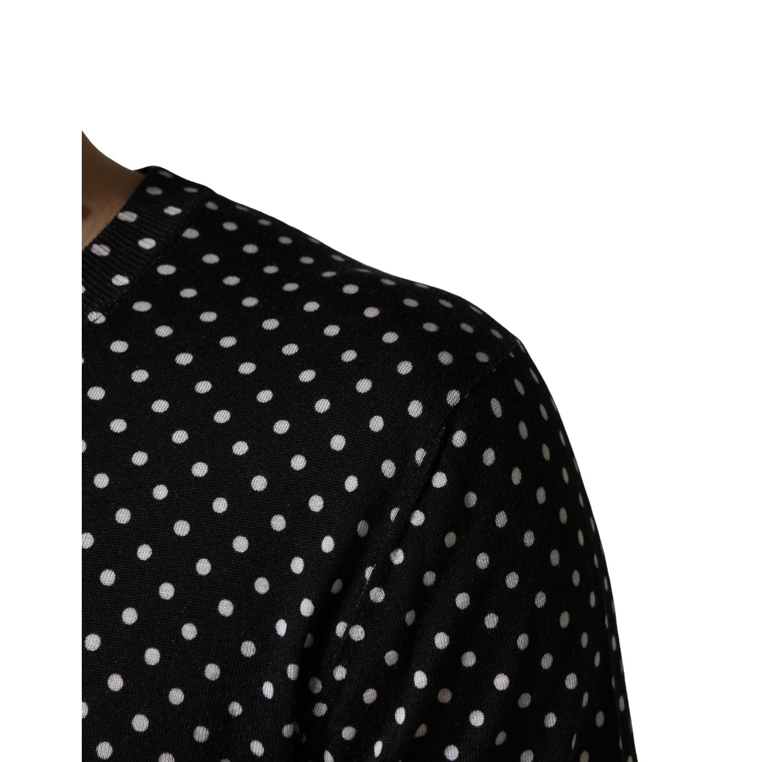Dolce & Gabbana Black Polka Dot Crew Neck Pullover Sweater