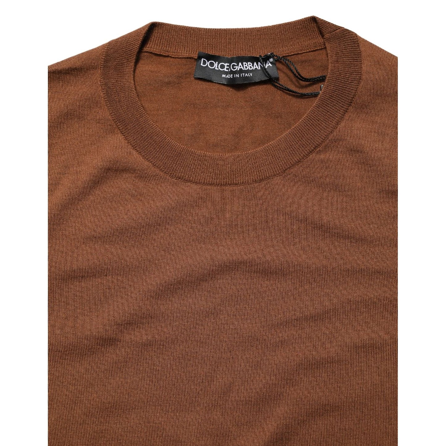 Dolce & Gabbana Brown Cashmere Men Crew Neck Pullover Sweater