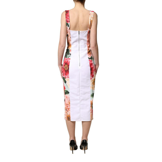 Dolce & Gabbana Multicolor Floral Print Viscose Sheath Dress