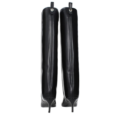 The Attico Black Leather High Heel Boots
