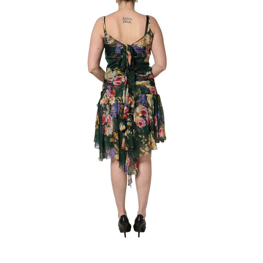 Dolce & Gabbana Multicolor Floral Print Sleeveless Mini Dress