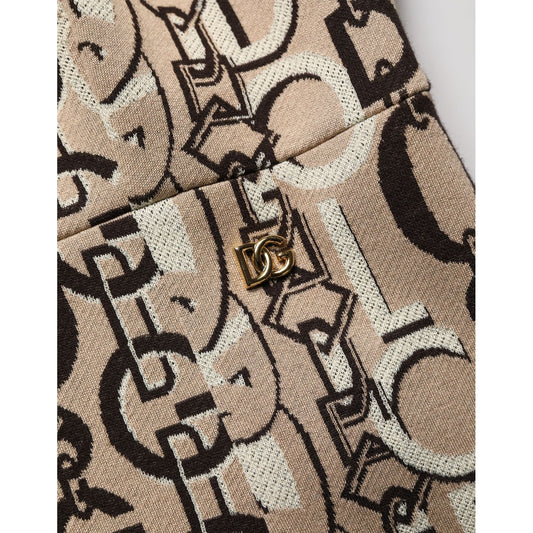 Dolce & Gabbana Brown DG Logo Chain Short-Sleeve Sheath Dress