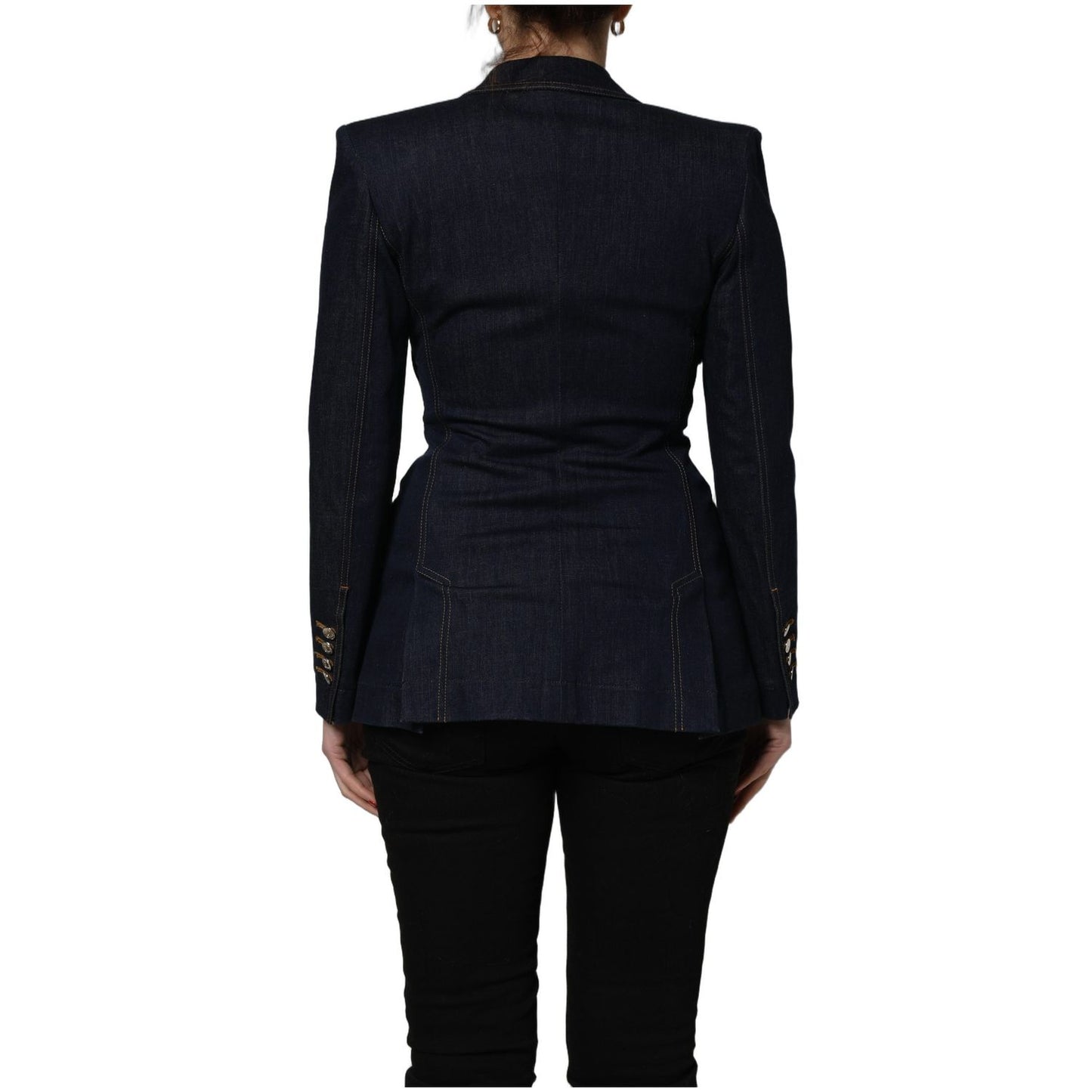 Dolce & Gabbana Blue Single-Breasted Denim Blazer Jacket