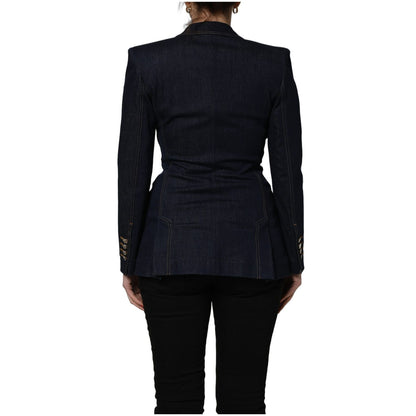 Dolce & Gabbana Blue Single-Breasted Denim Blazer Jacket