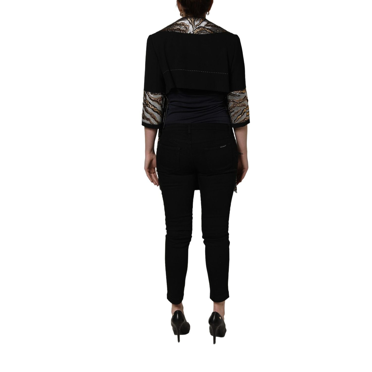 Dolce & Gabbana Black Single-Breasted Brocade Coat Jacket