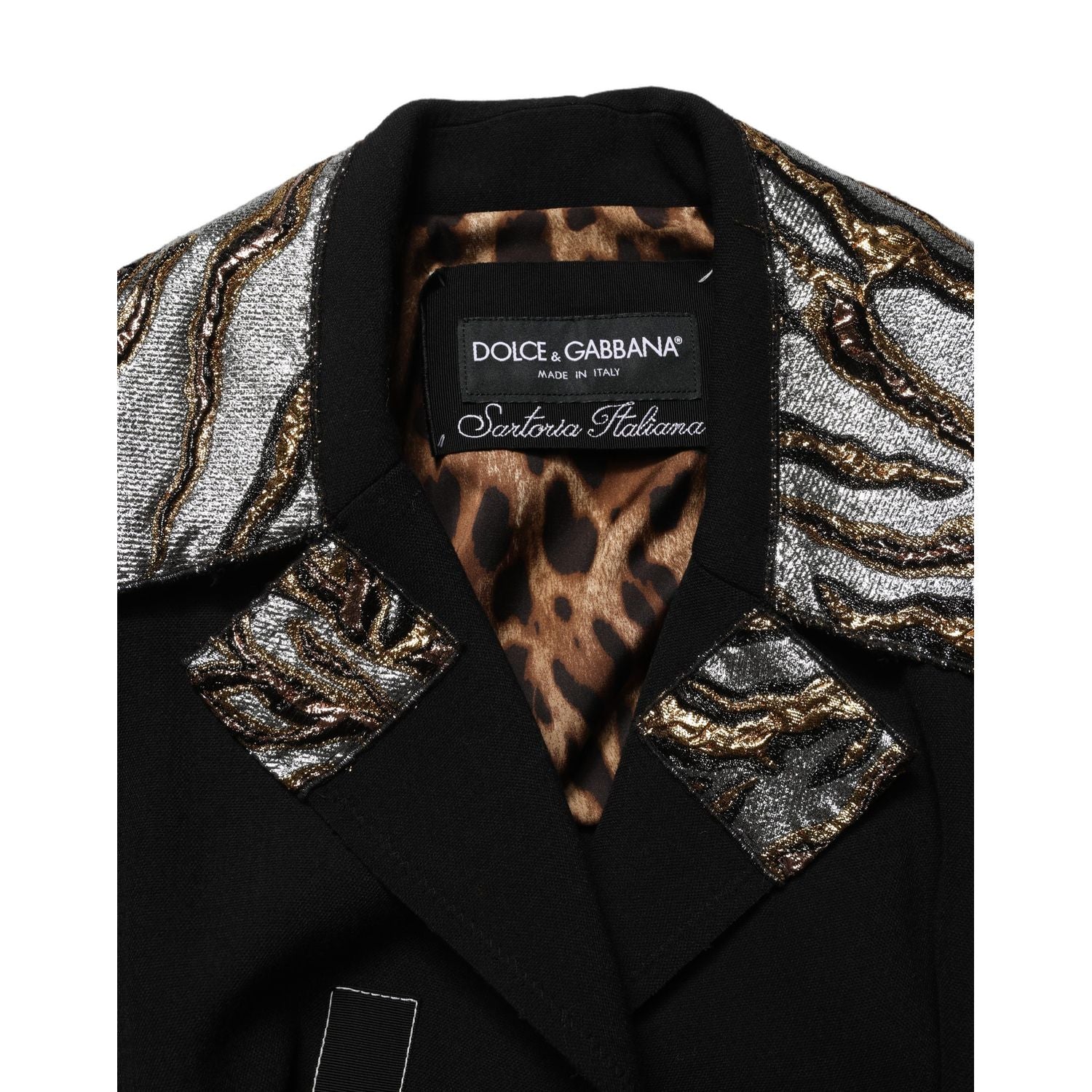 Dolce & Gabbana Black Single-Breasted Brocade Coat Jacket