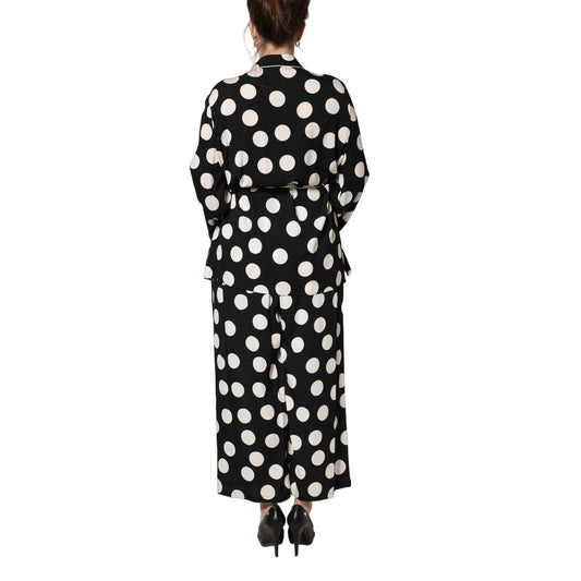 Dolce & Gabbana Black White Polka Dot Pajama 2 Piece Set Sleepwear