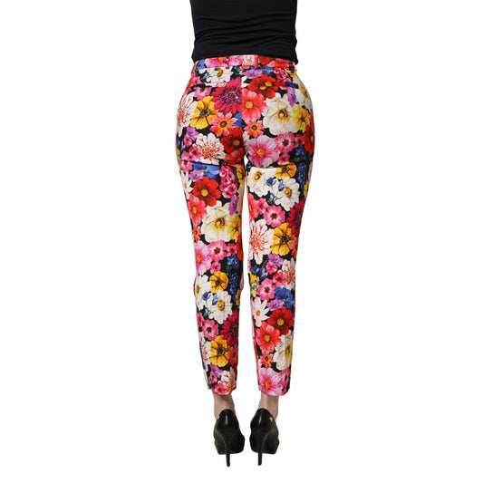 Dolce & Gabbana Multicolor Floral Print Tapered Trouser Pants