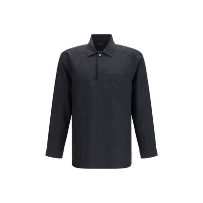 Deperlu Black Linen Dress Shirt
