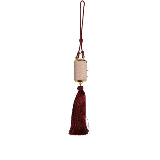 Dolce & Gabbana Pink Exotic Leather Mini Mirror Tassel Makeup Bag