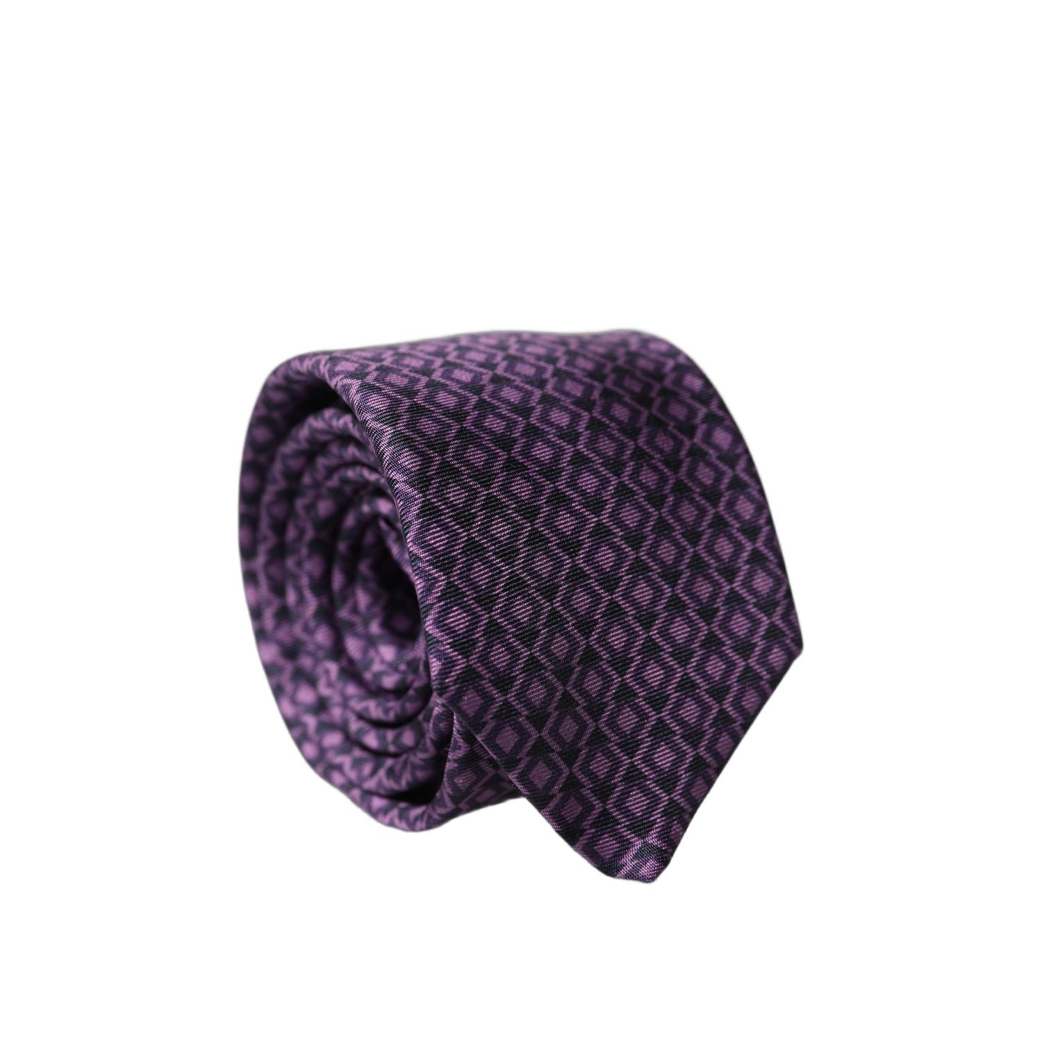 Dolce & Gabbana Purple Patterned 100% Silk Adjustable Men Necktie Tie