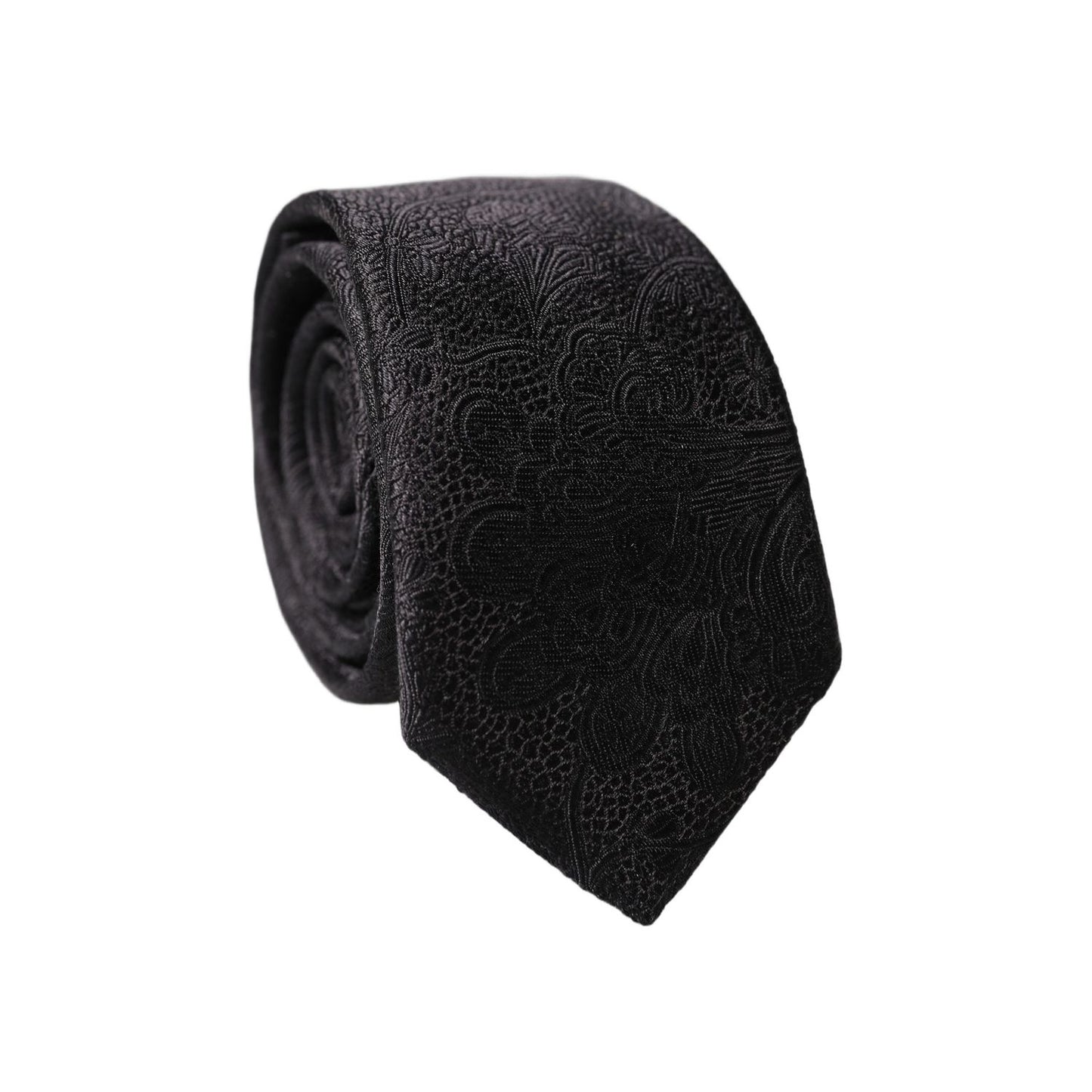 Dolce & Gabbana Black Solid 100% Silk Adjustable Men Tied Necktie Tie