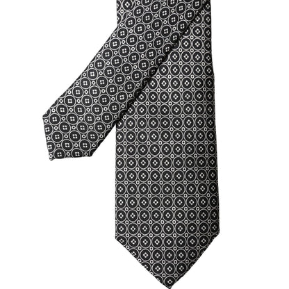Dolce & Gabbana Gray White Patterned Silk Adjustable Men Necktie Tie