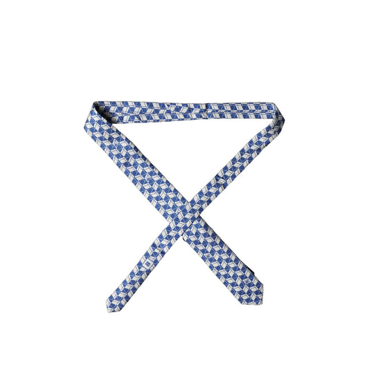 Dolce & Gabbana Blue White Geometric Silk Adjustable Men Tied Necktie Tie