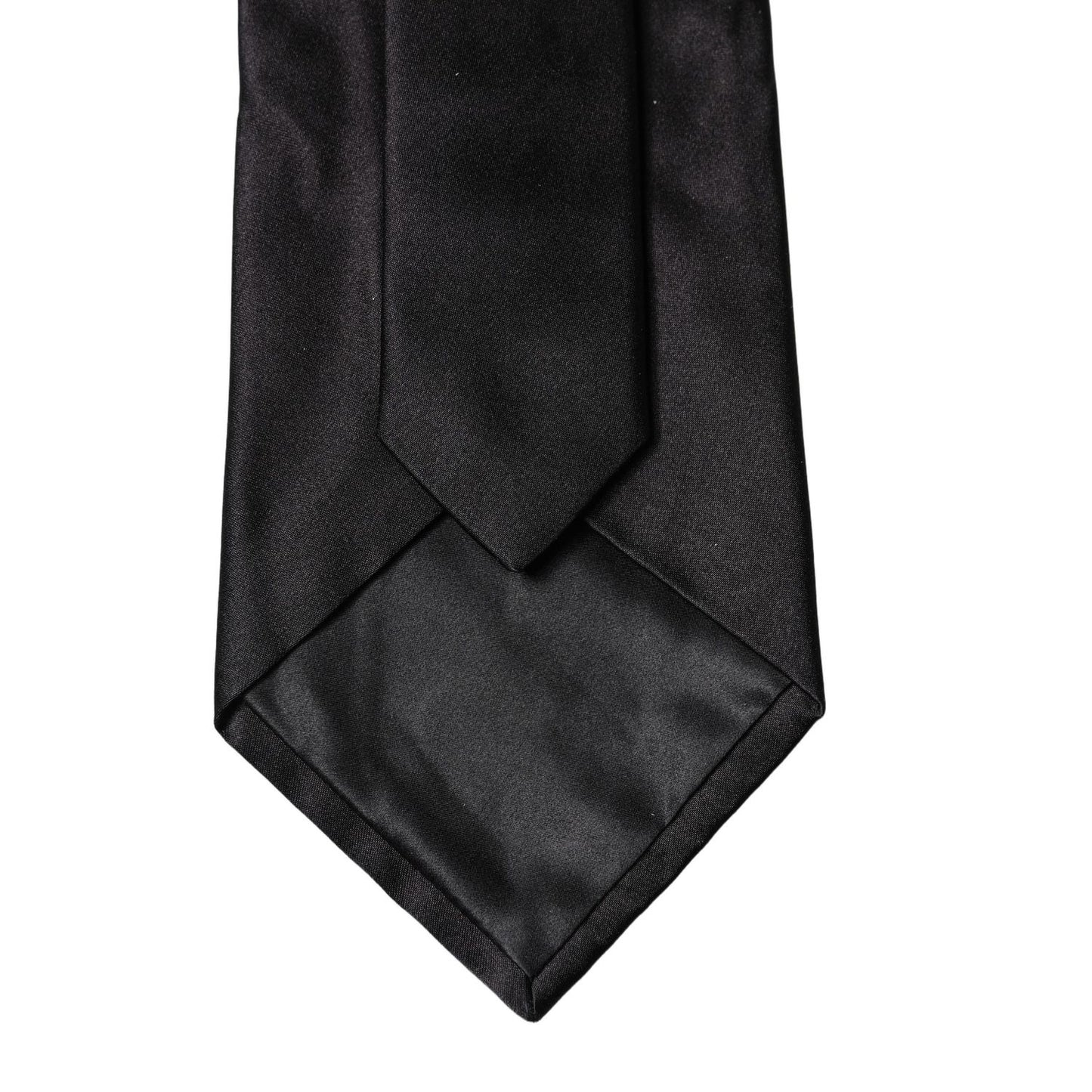 Dolce & Gabbana Black Solid Satin Silk Adjustable Women Necktie Tie