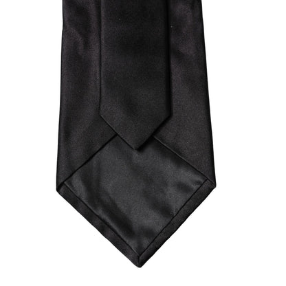 Dolce & Gabbana Black Solid Satin Silk Adjustable Women Necktie Tie