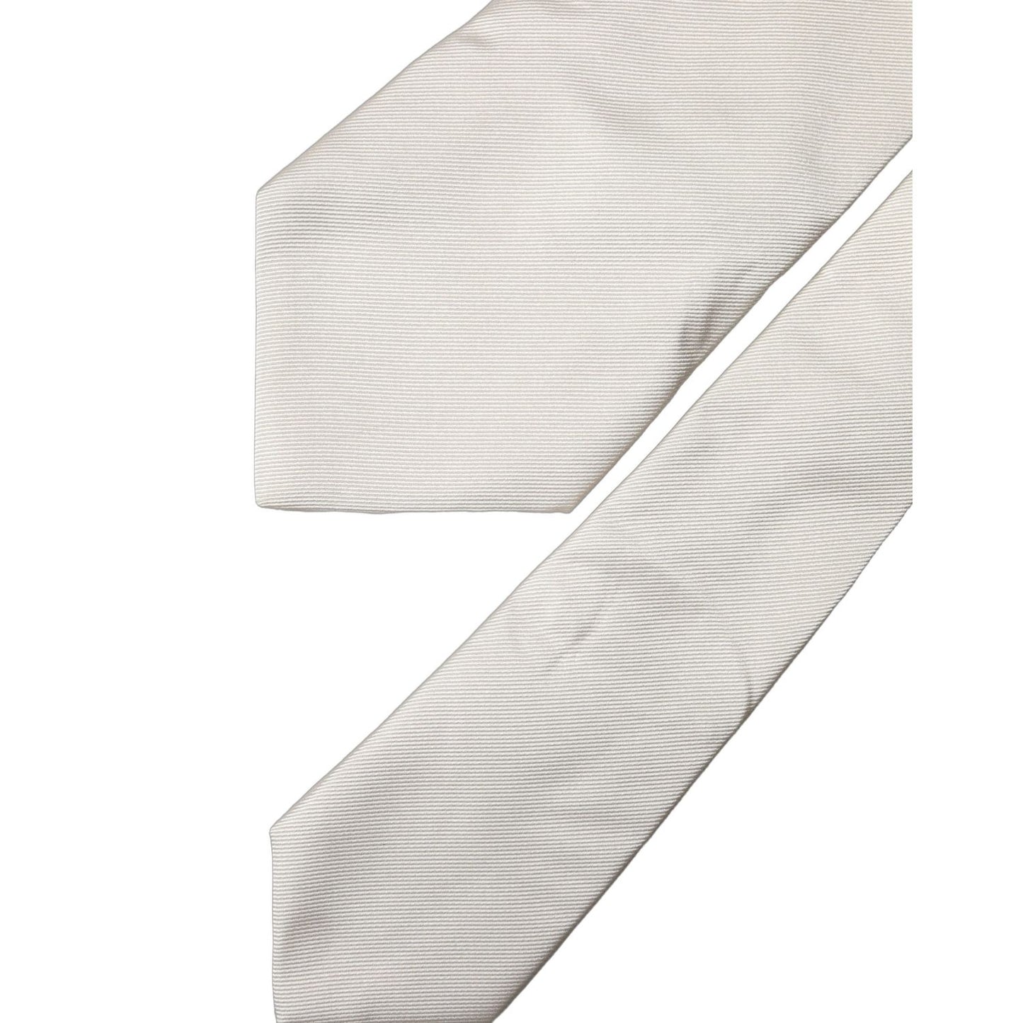 Dolce & Gabbana Off White Solid Silk Adjustable Women Tied Necktie Tie