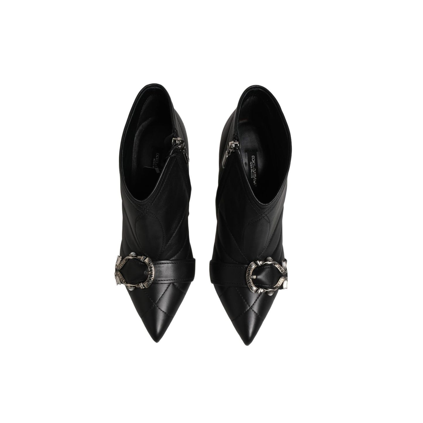 Dolce & Gabbana Black Devotion Quilted Buckled Boots Shoes