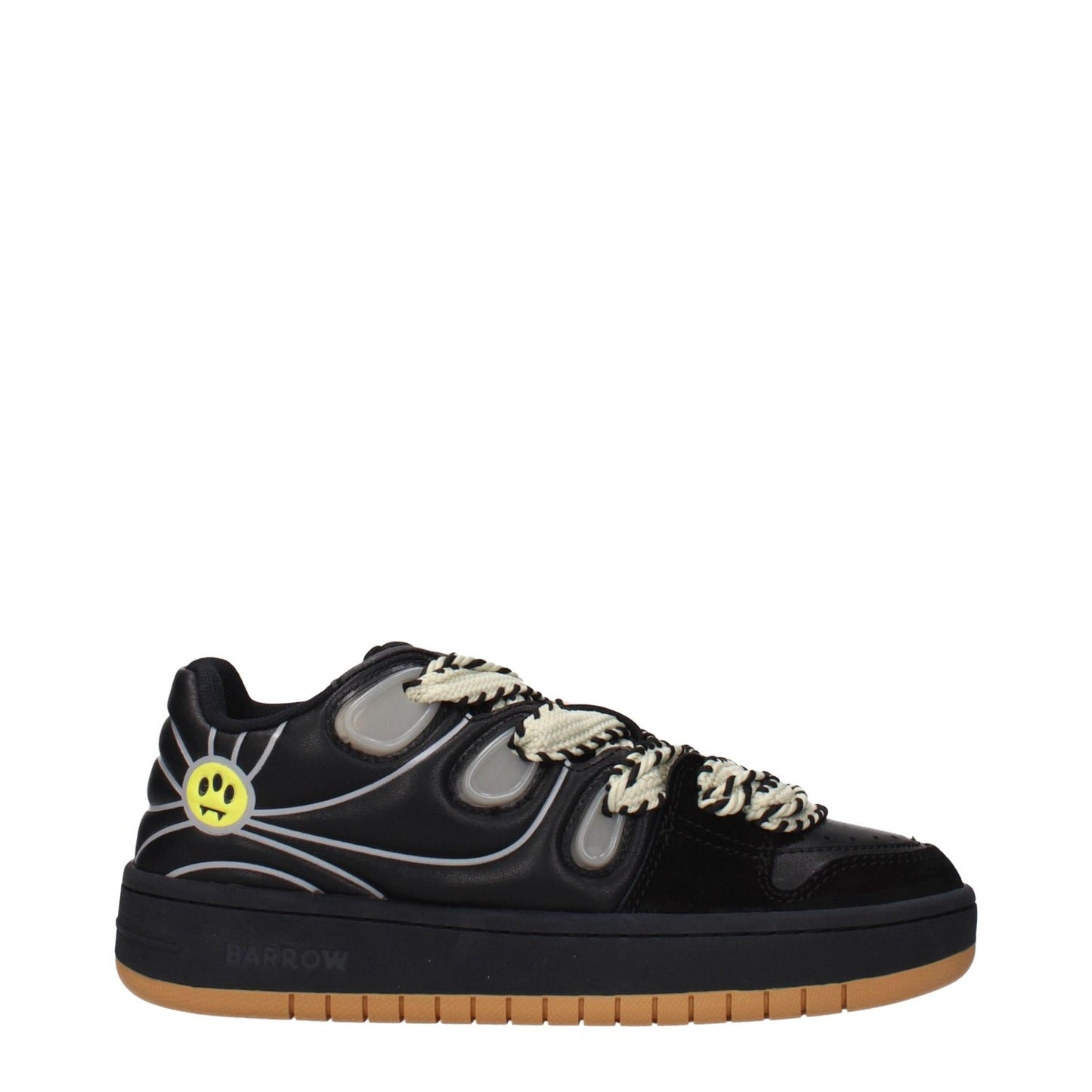 Barrow Black Leather Low Top Sneakers