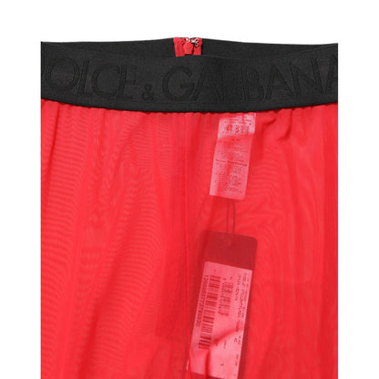 Dolce & Gabbana Red Nylon Stretch Slim Legging Trouser Pants