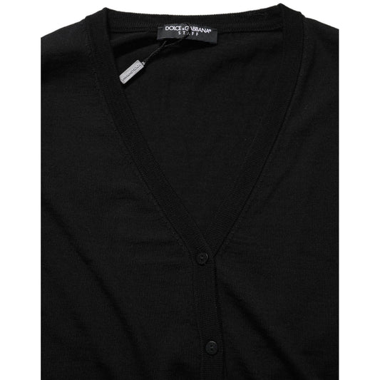 Dolce & Gabbana Black Wool Knit Button Cardigan Sweater