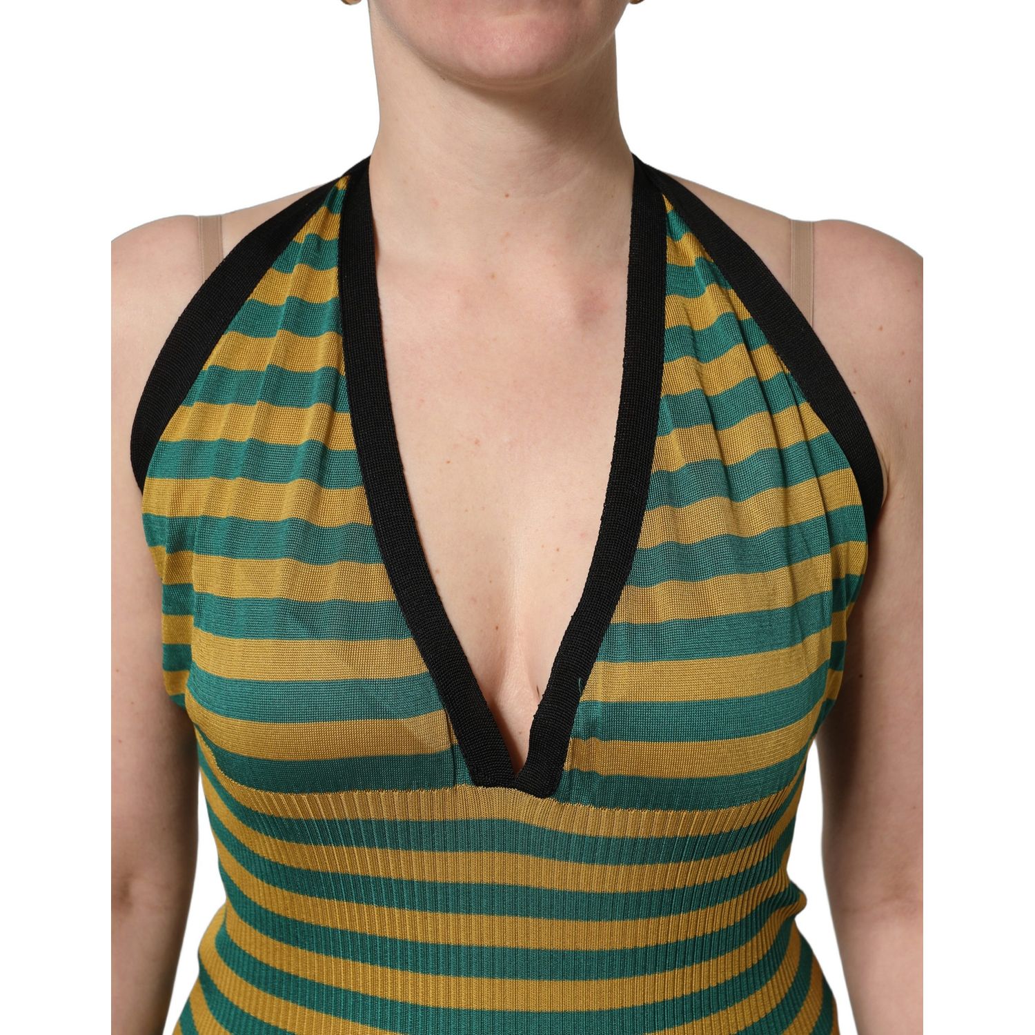 Dolce & Gabbana Multicolor Stripes Wool Knit Halter Tank Top